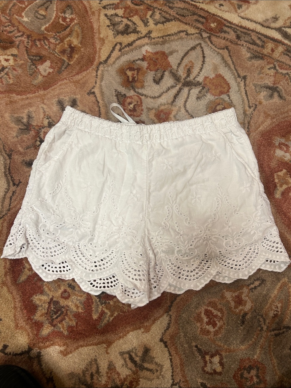 White Eyelet Cotton Shorts